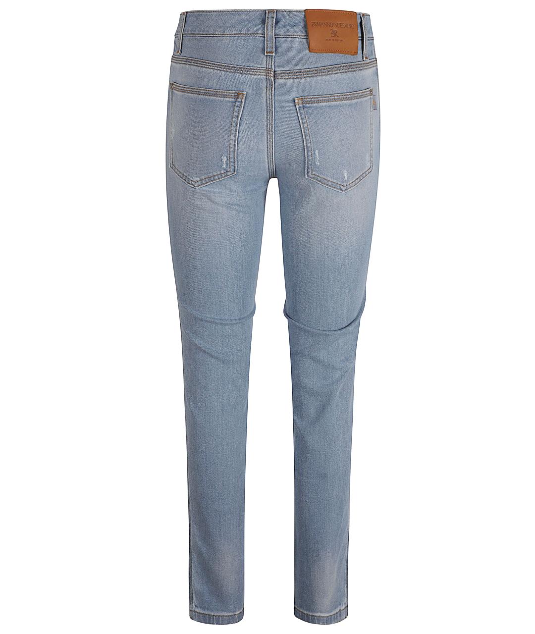 ERMANNO SCERVINO Голубые хлопко-эластановые джинсы слим, фото 3