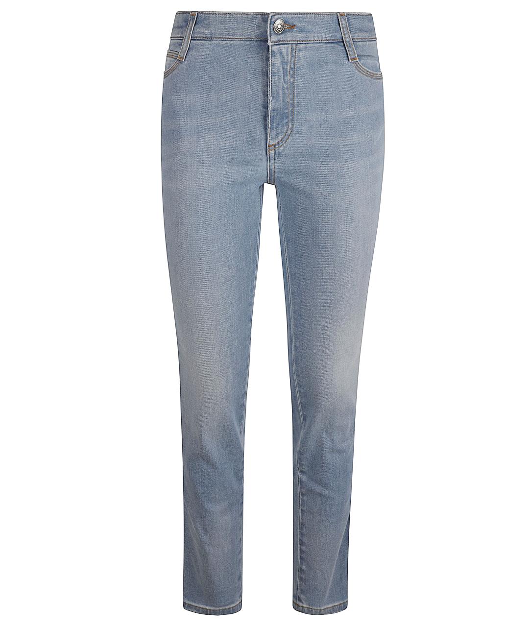 ERMANNO SCERVINO Голубые хлопко-эластановые джинсы слим, фото 1