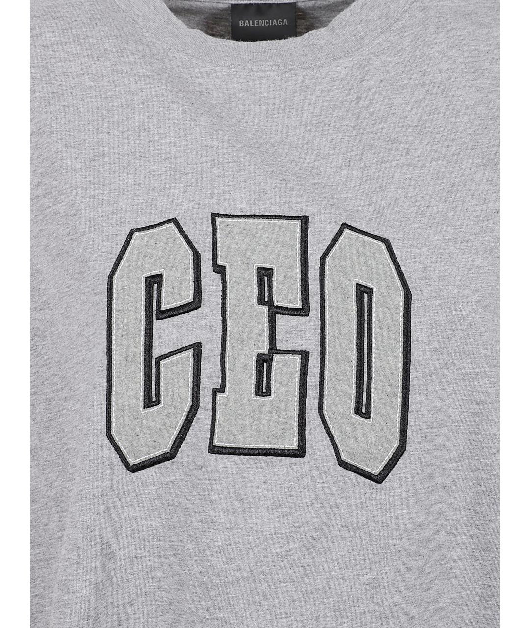 BALENCIAGA Серая хлопковая футболка, фото 2
