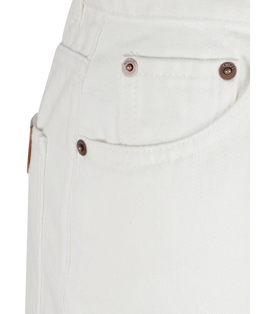 CHLOE Белые хлопковые прямые джинсы, фото 2