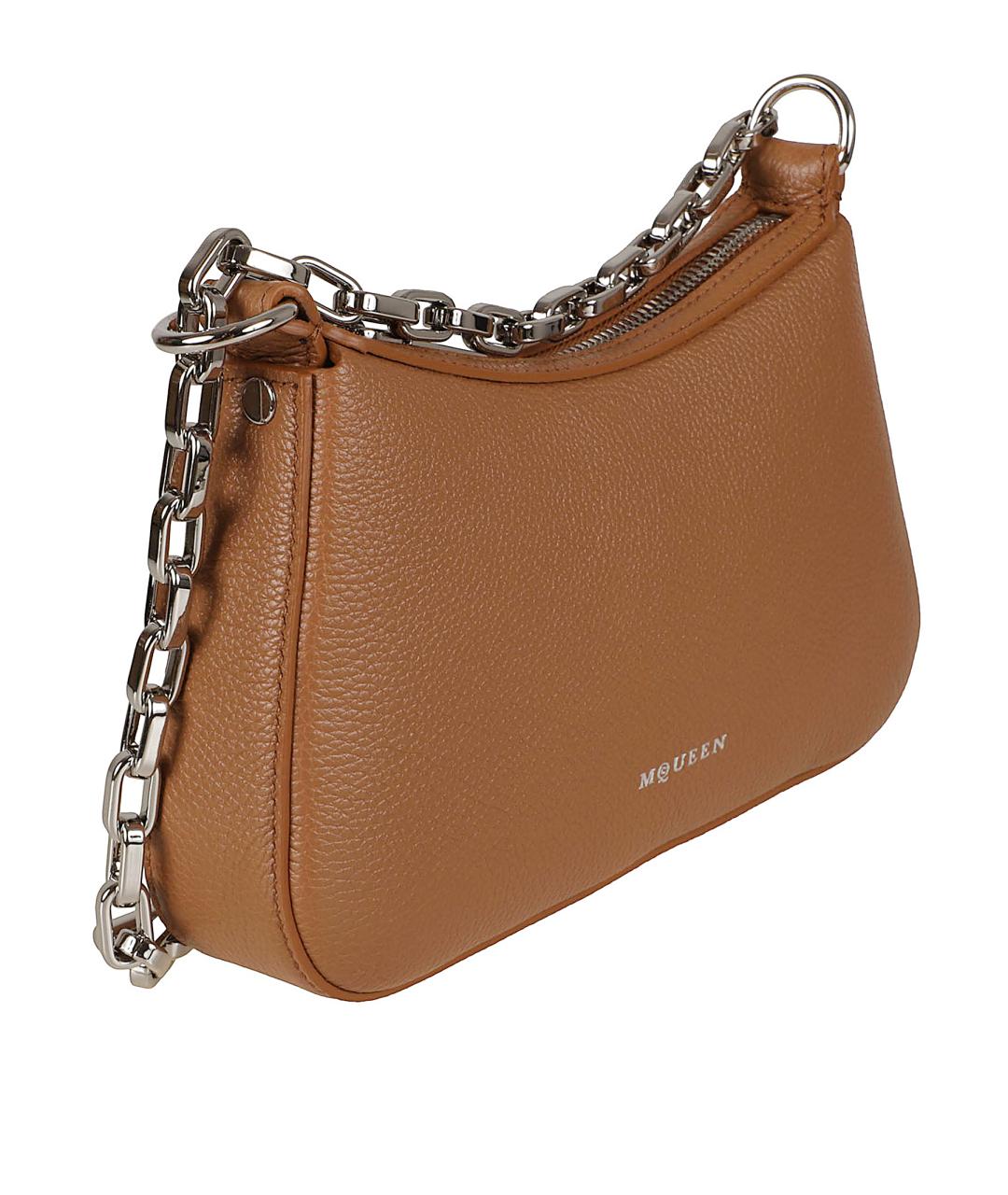 ALEXANDER MCQUEEN Коричневая кожаная сумка через плечо, фото 3