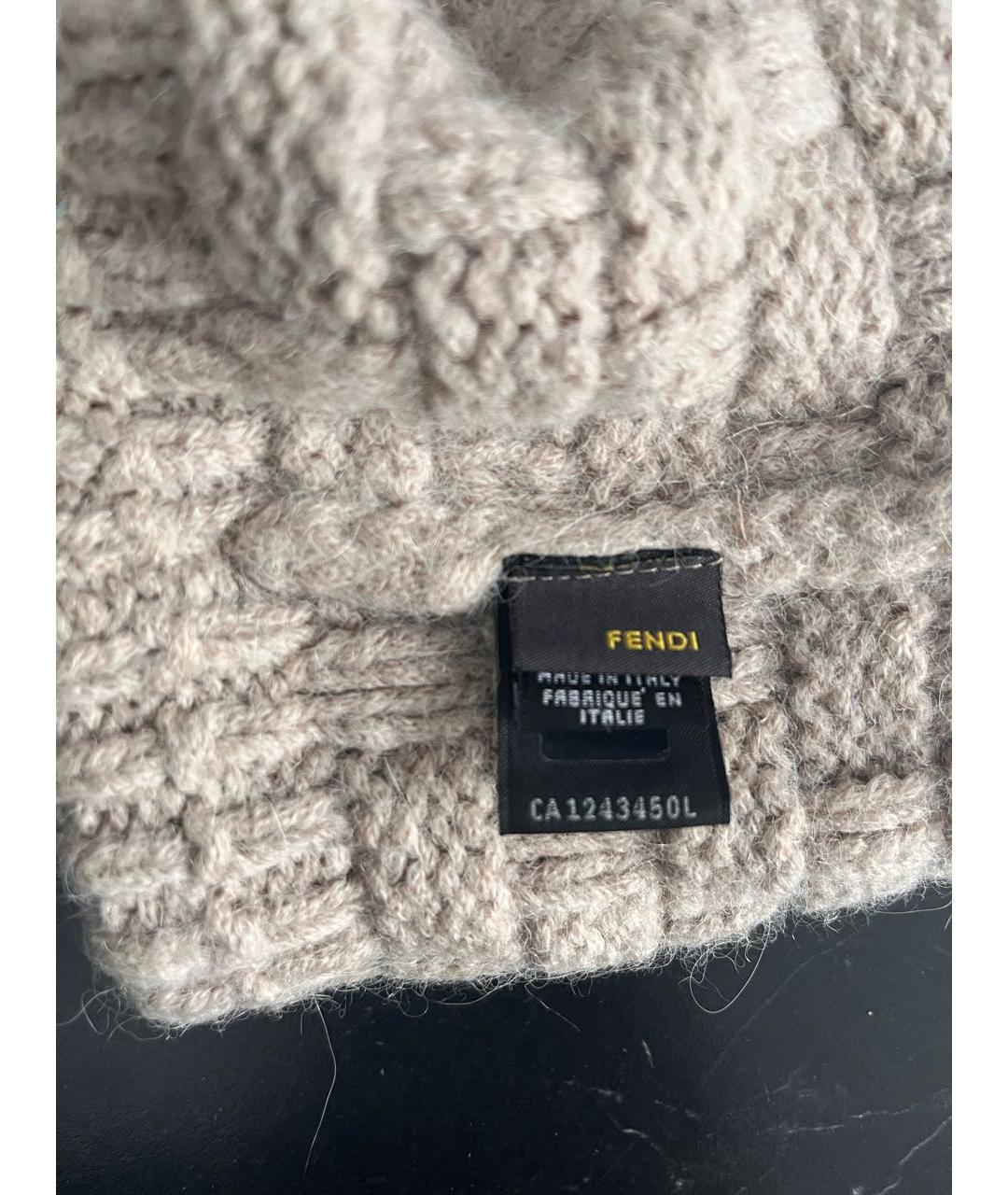 FENDI Бежевая шерстяная шапка, фото 7