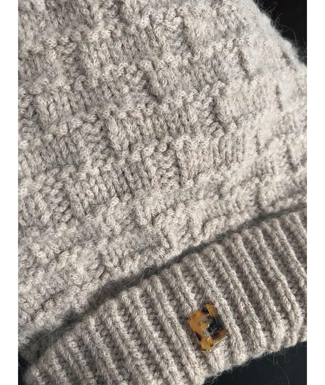 FENDI Бежевая шерстяная шапка, фото 5