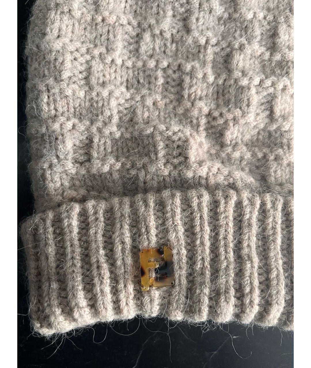 FENDI Бежевая шерстяная шапка, фото 8