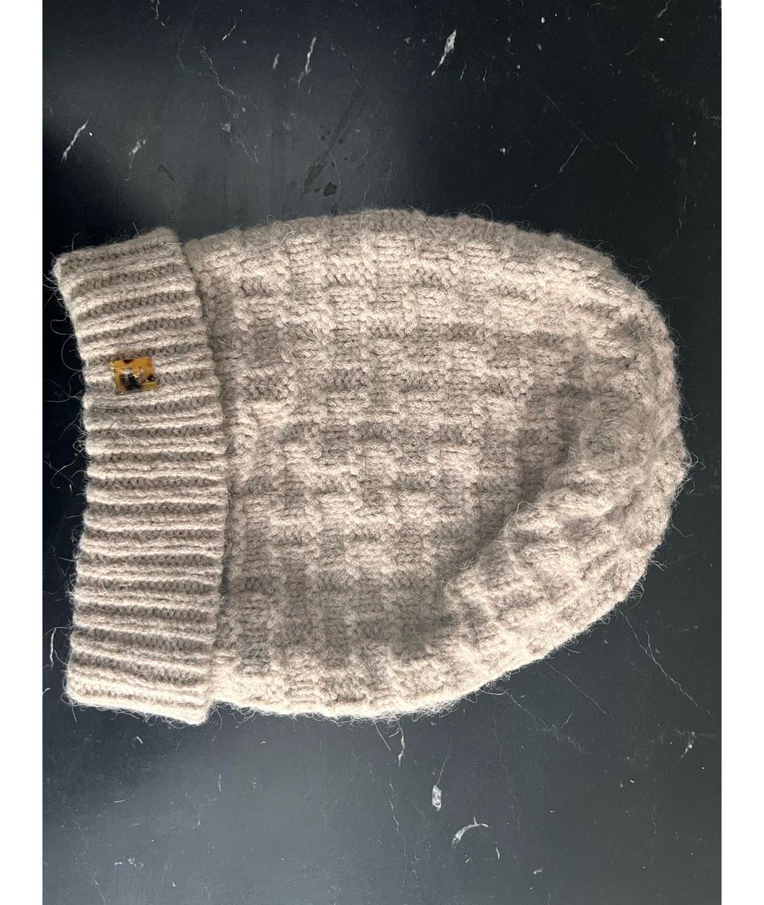 FENDI Бежевая шерстяная шапка, фото 9