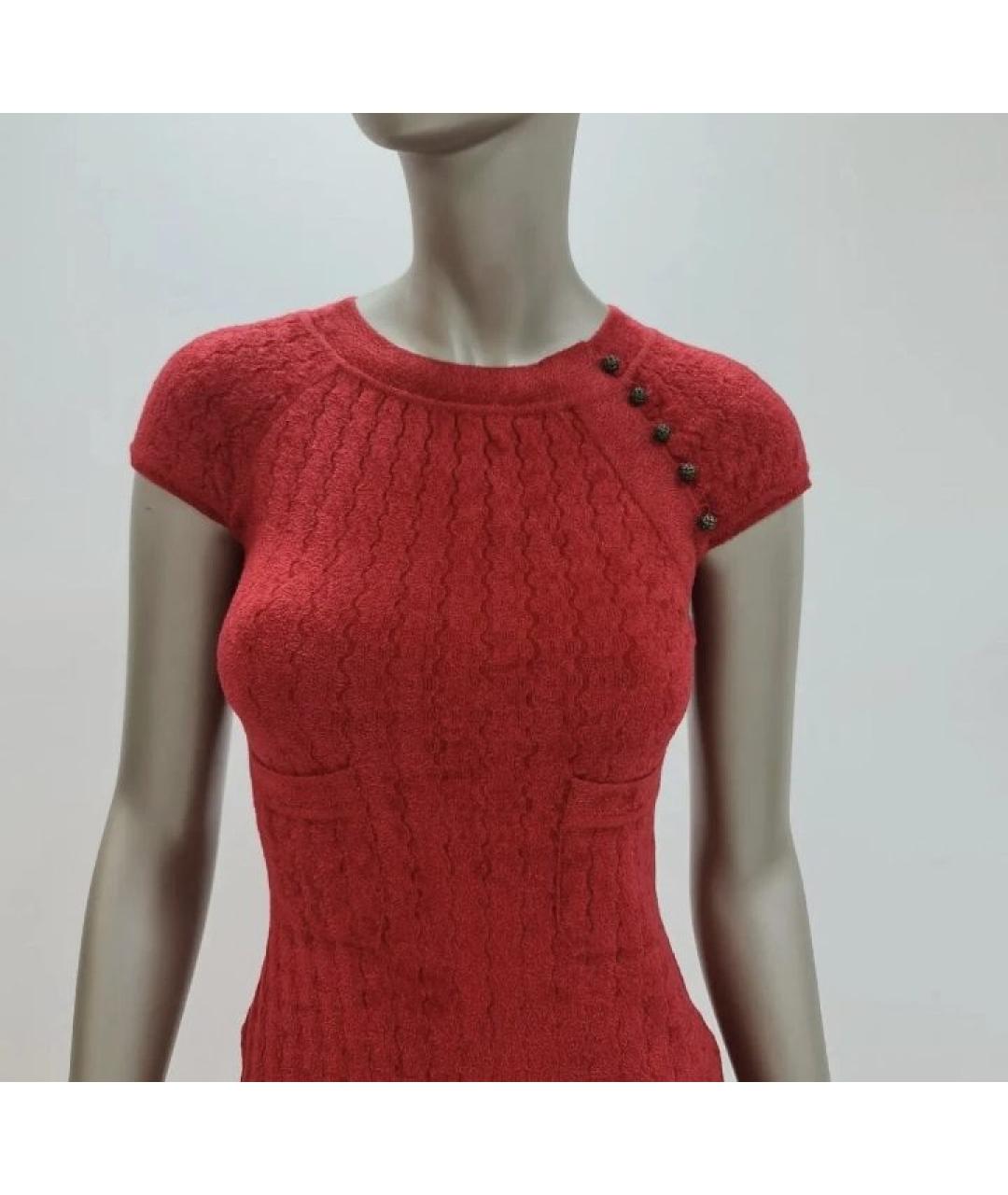 CHANEL Красное вискозное коктейльное платье, фото 6