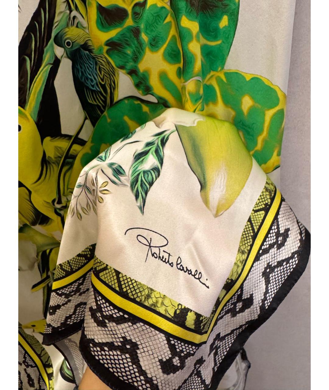 ROBERTO CAVALLI Зеленый шелковый платок, фото 3