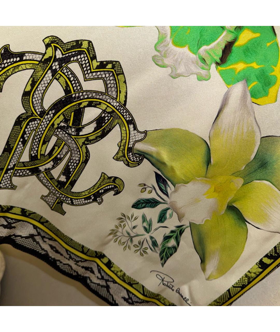 ROBERTO CAVALLI Зеленый шелковый платок, фото 4