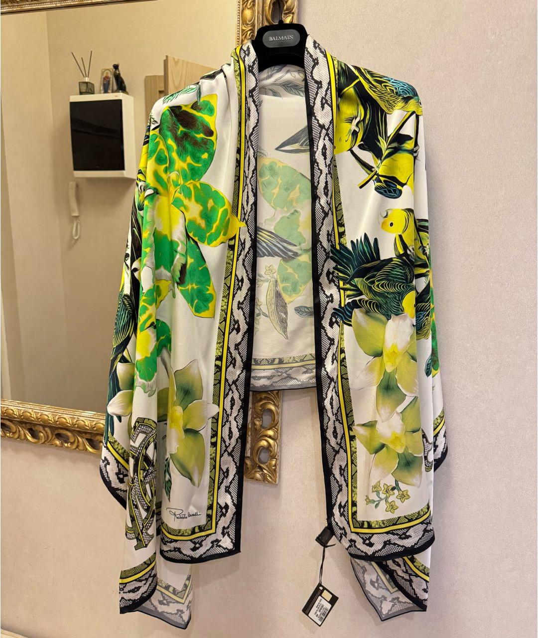 ROBERTO CAVALLI Зеленый шелковый платок, фото 2