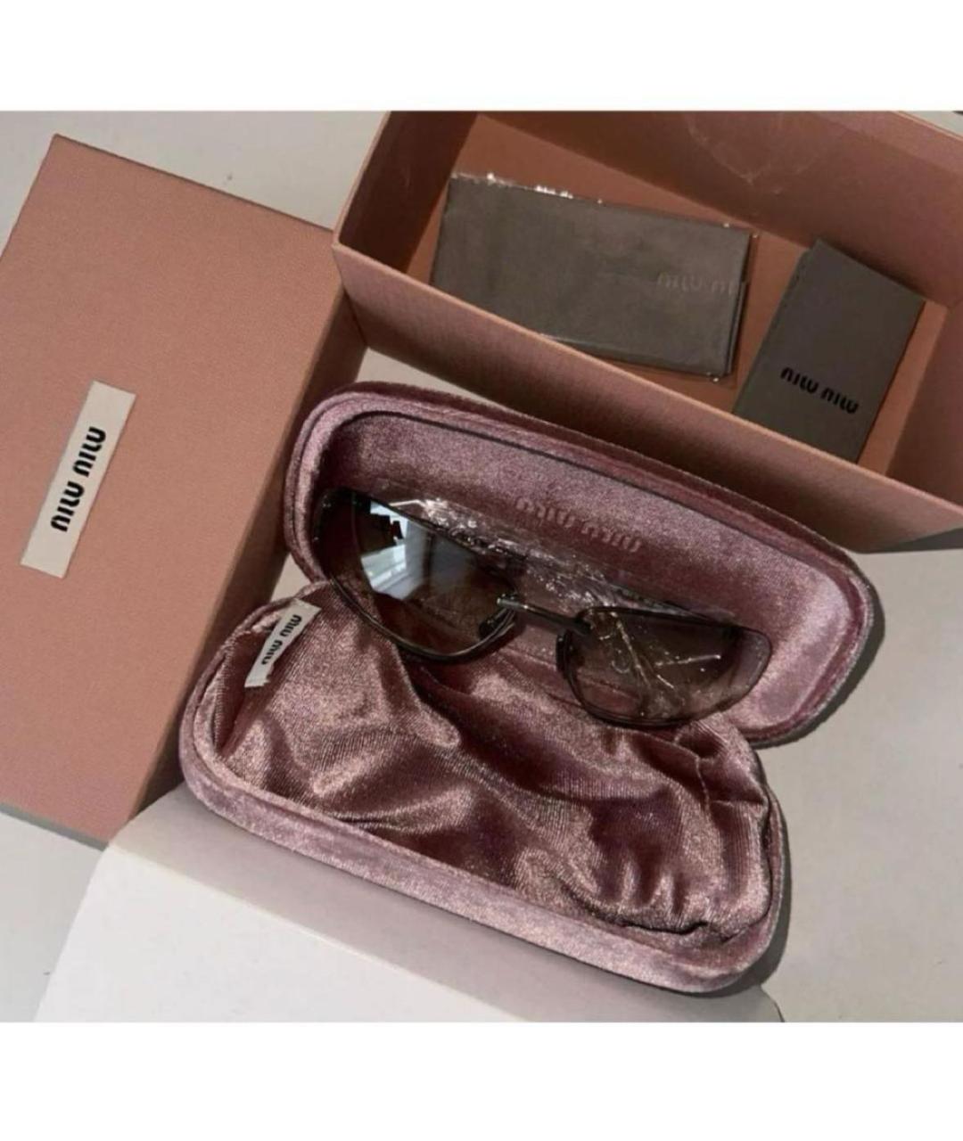 MIU MIU Серебряные металлические солнцезащитные очки, фото 4