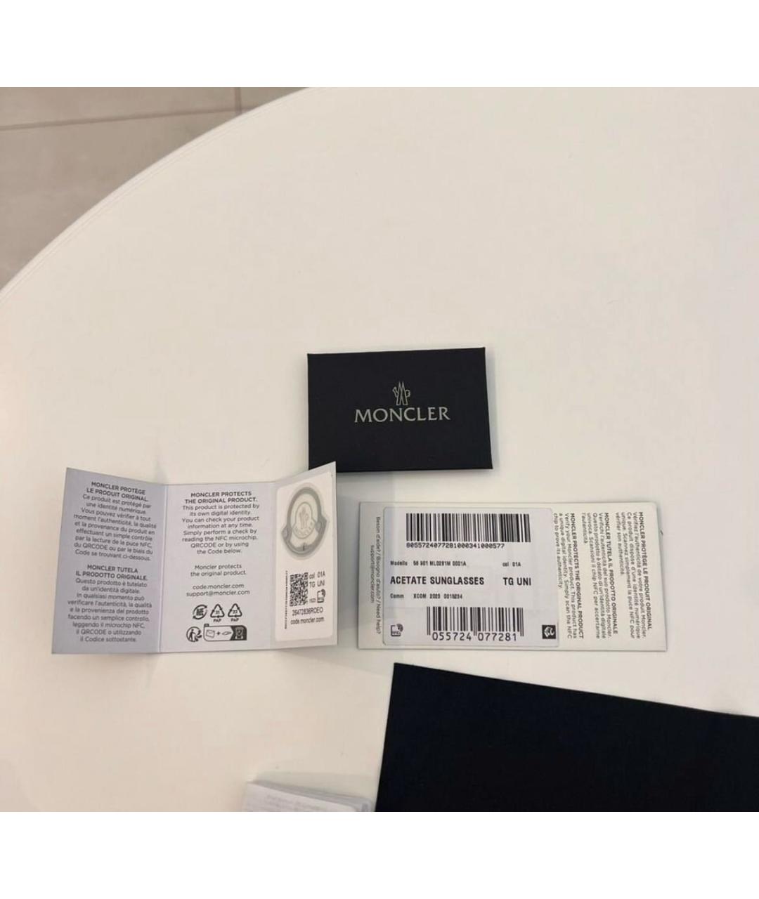 MONCLER Черные пластиковые солнцезащитные очки, фото 5