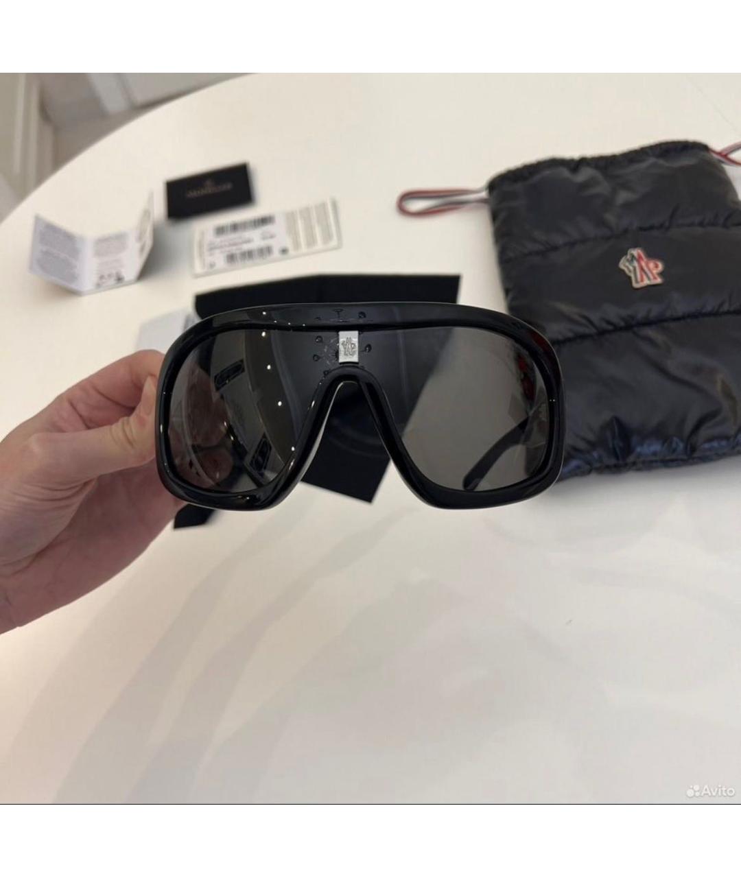 MONCLER Черные пластиковые солнцезащитные очки, фото 8