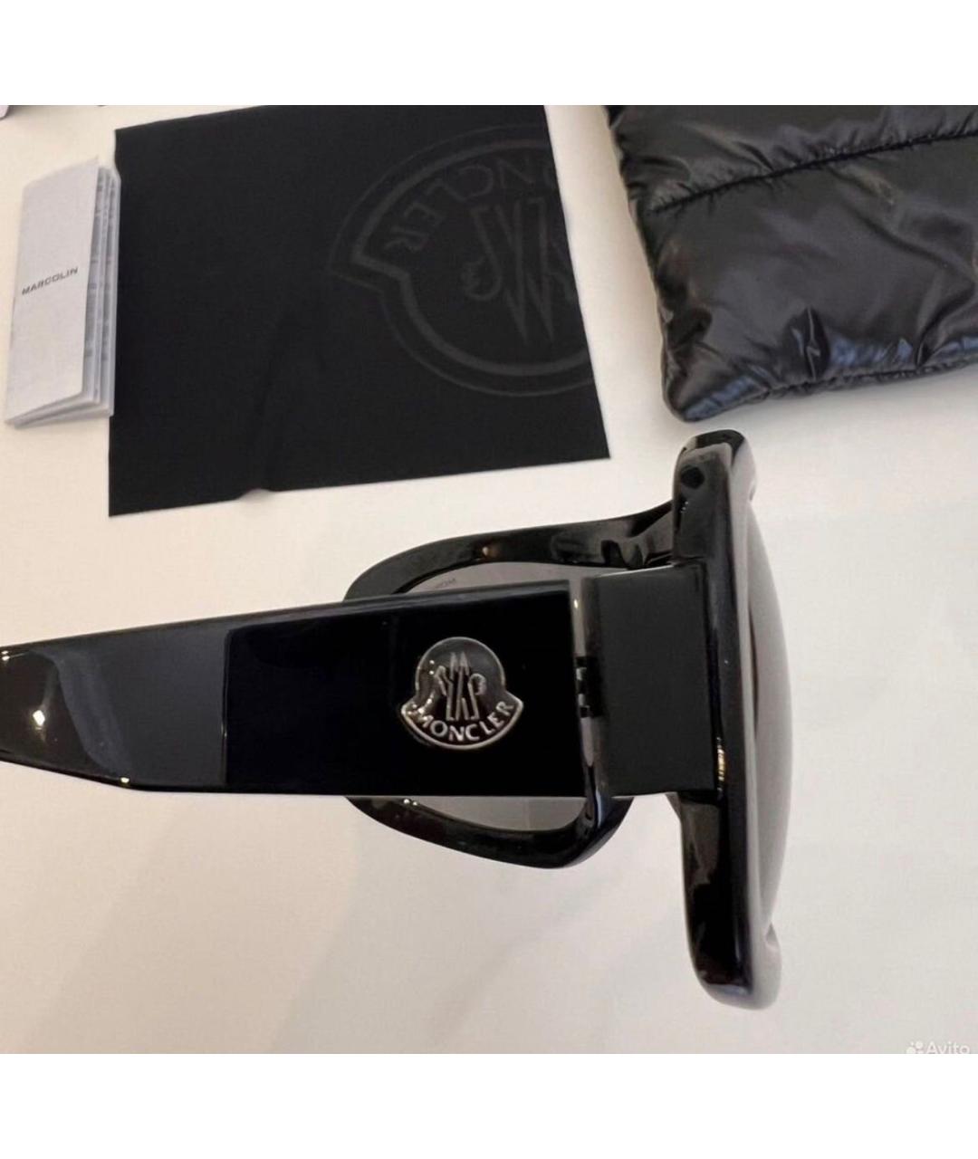 MONCLER Черные пластиковые солнцезащитные очки, фото 2