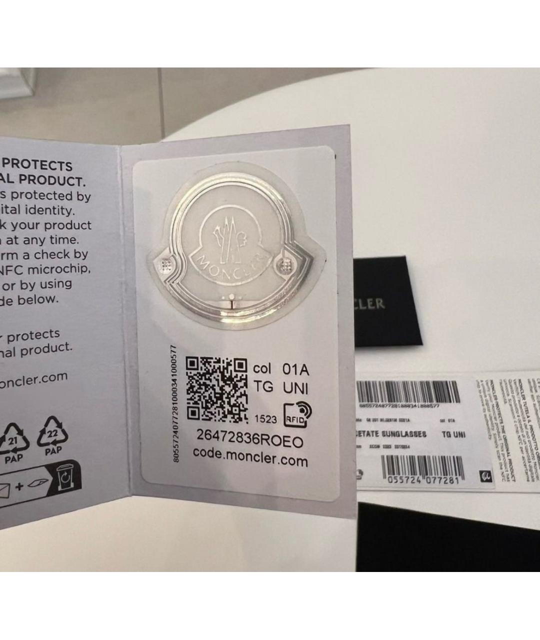 MONCLER Черные пластиковые солнцезащитные очки, фото 6