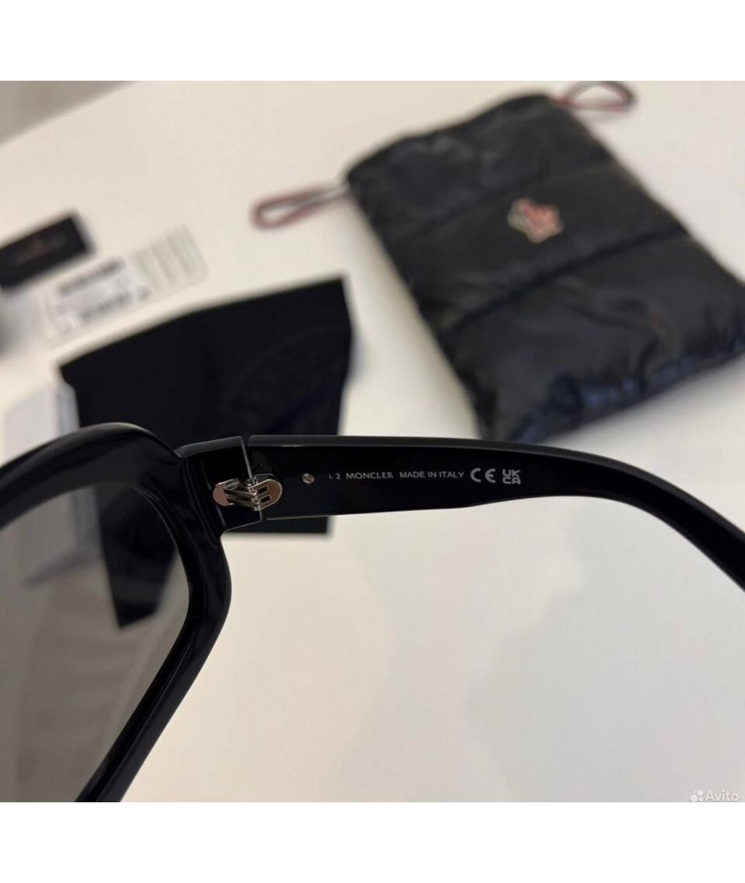 MONCLER Черные пластиковые солнцезащитные очки, фото 7
