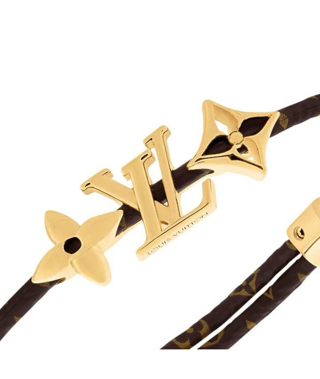 LOUIS VUITTON Коричневый кожаный браслет, фото 3