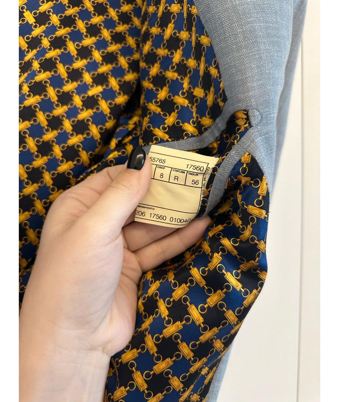 ZILLI Голубой льняной пиджак, фото 7