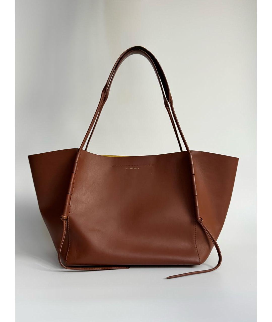 DRIES VAN NOTEN Коричневая кожаная сумка тоут, фото 9