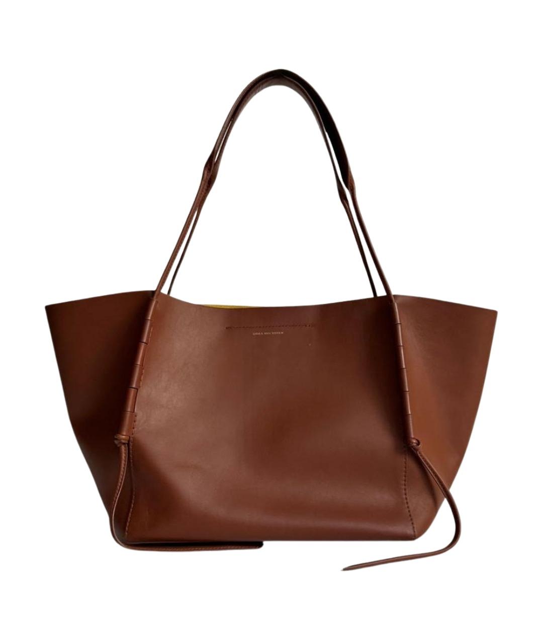 DRIES VAN NOTEN Коричневая кожаная сумка тоут, фото 1