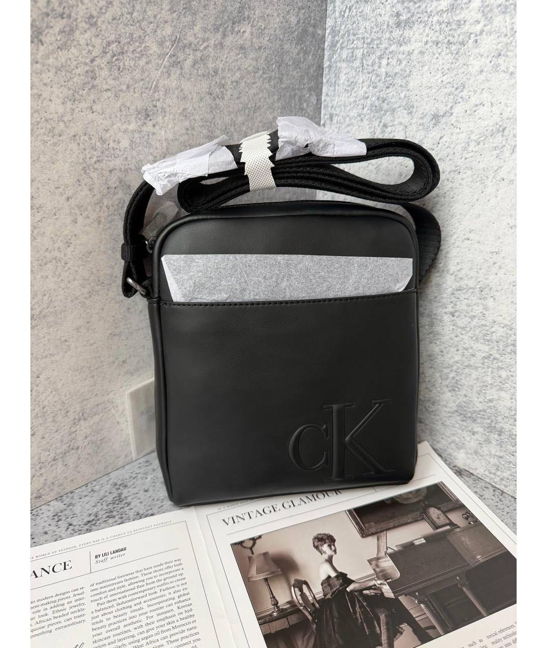 CALVIN KLEIN Черная сумка на плечо из искусственной кожи, фото 4