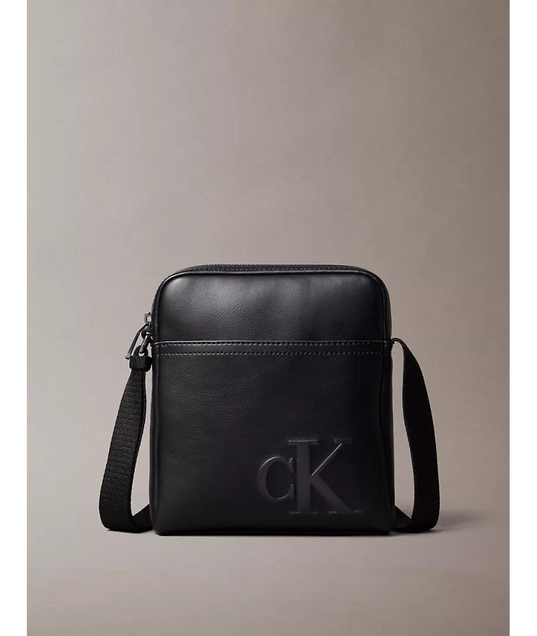 CALVIN KLEIN Черная сумка на плечо из искусственной кожи, фото 6