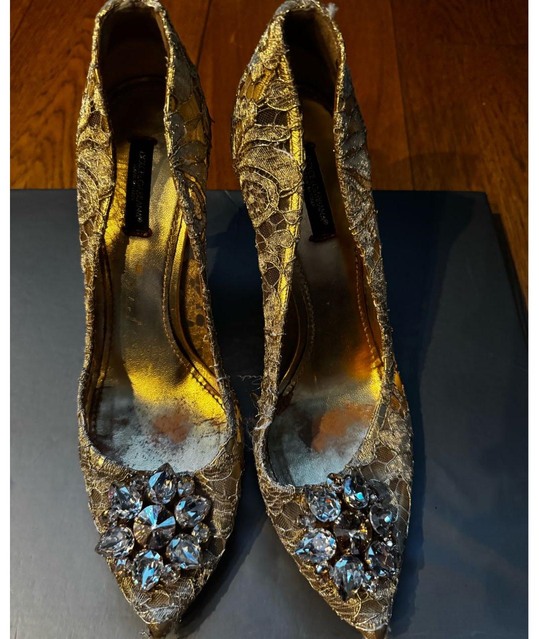 DOLCE&GABBANA Золотые текстильные туфли, фото 2