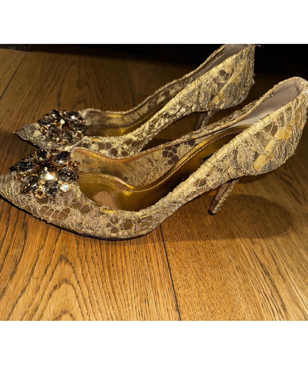 DOLCE&GABBANA Золотые текстильные туфли, фото 8