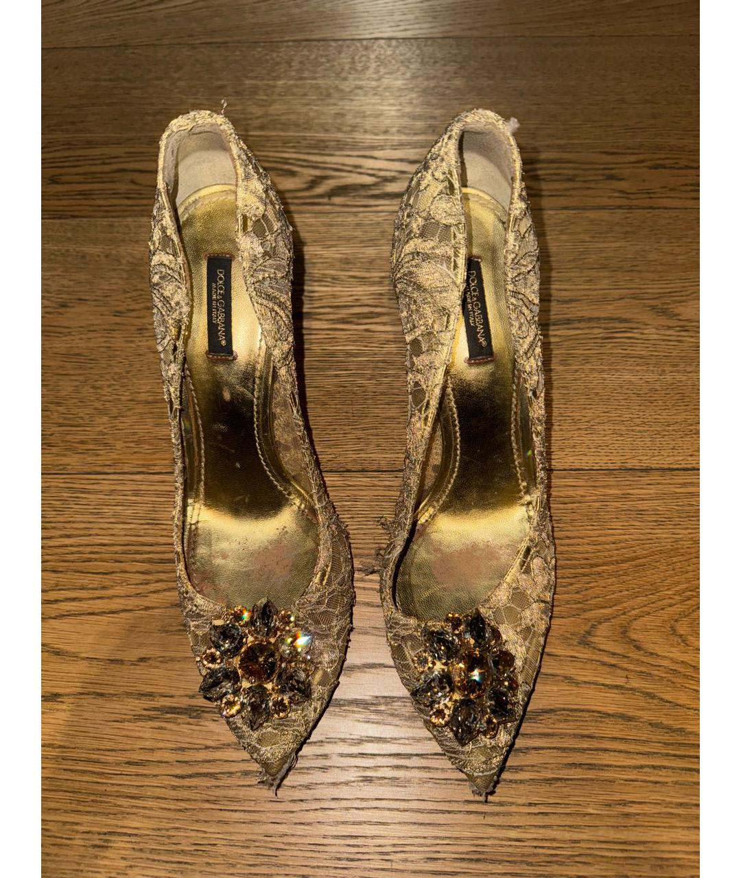 DOLCE&GABBANA Золотые текстильные туфли, фото 3