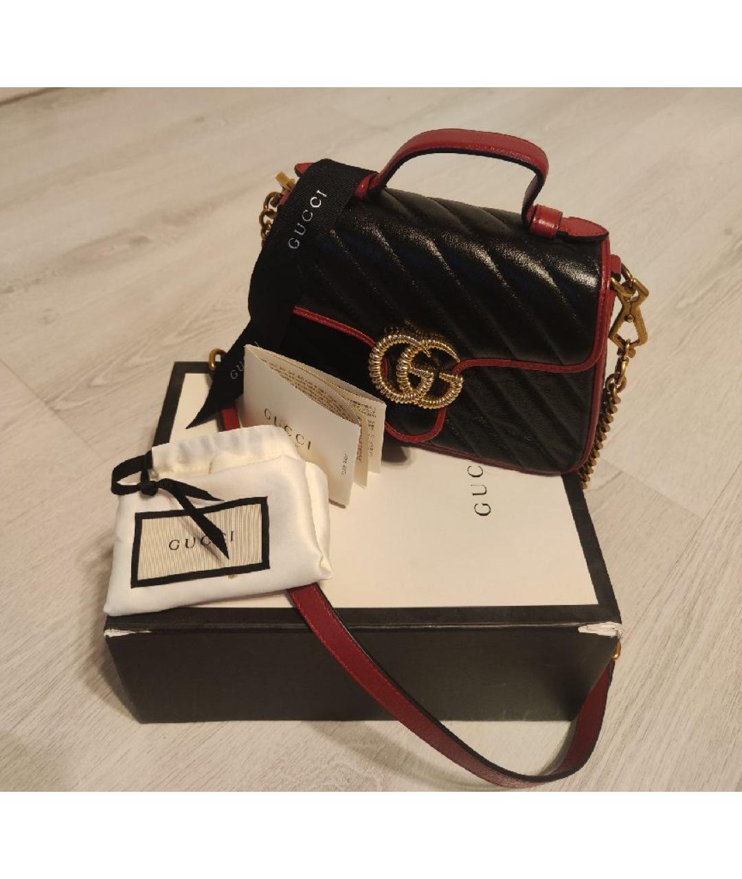 GUCCI Черная кожаная сумка через плечо, фото 5