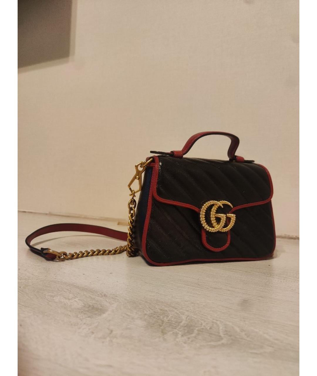 GUCCI Черная кожаная сумка через плечо, фото 6