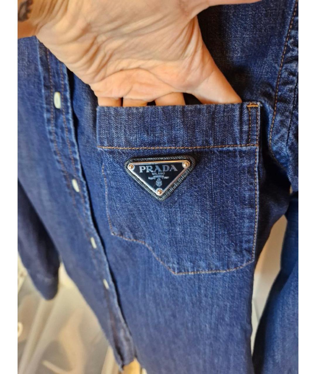 PRADA Темно-синяя деним рубашка, фото 3