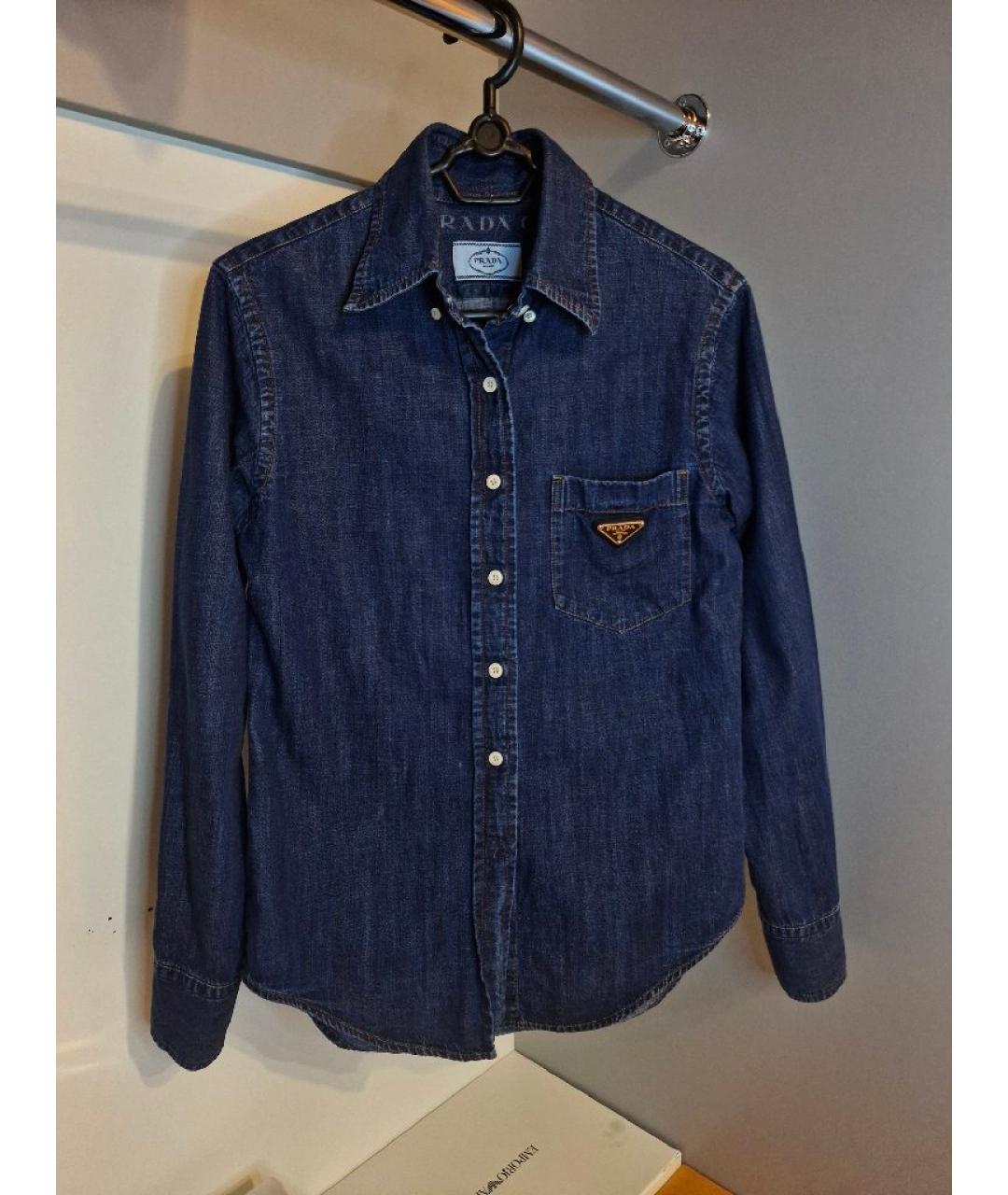 PRADA Темно-синяя деним рубашка, фото 5