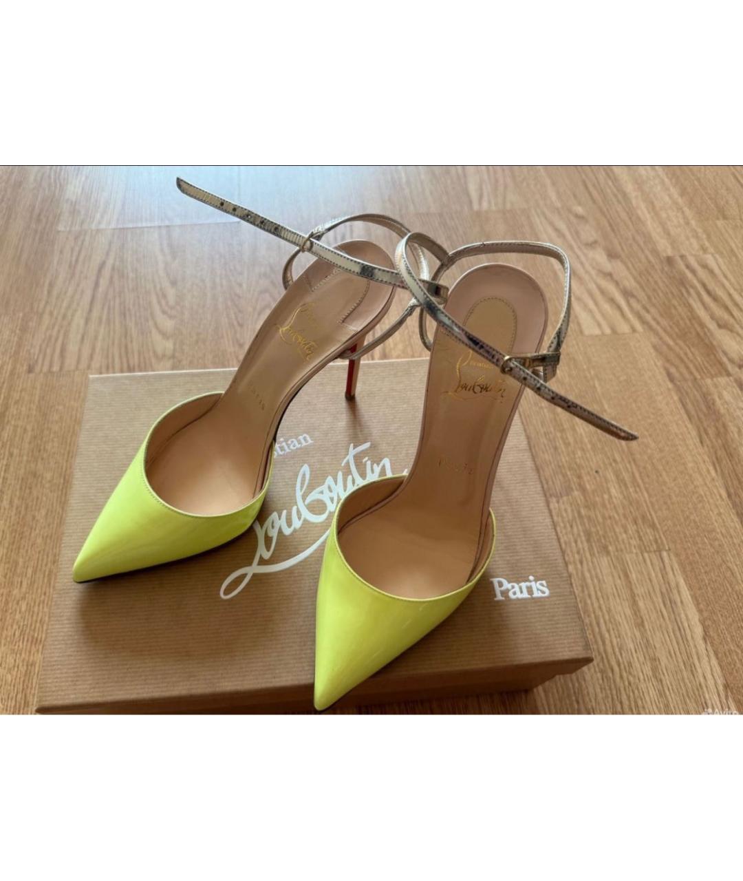 CHRISTIAN LOUBOUTIN Желтые туфли из лакированной кожи, фото 2