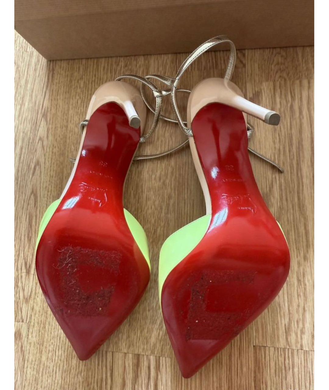 CHRISTIAN LOUBOUTIN Желтые туфли из лакированной кожи, фото 4