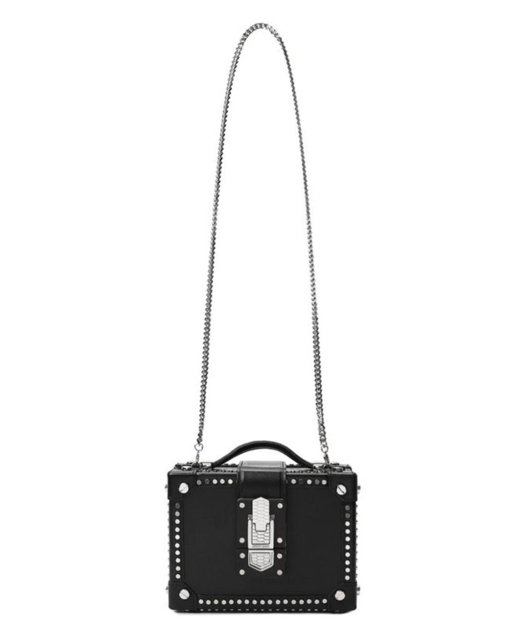 ROBERTO CAVALLI Черная кожаная сумка через плечо, фото 6