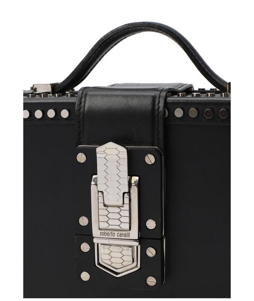 ROBERTO CAVALLI Черная кожаная сумка через плечо, фото 2