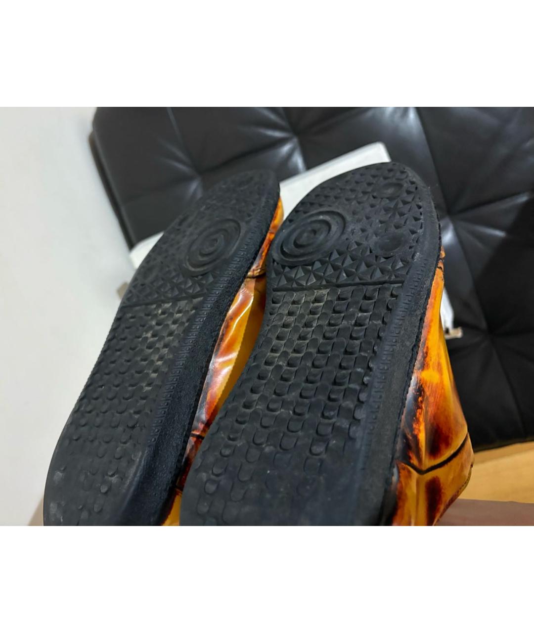 MAISON MARGIELA Желтые кожаные низкие кроссовки / кеды, фото 8