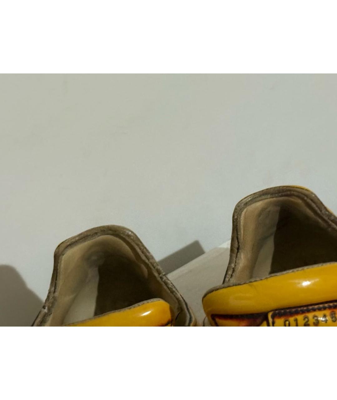 MAISON MARGIELA Желтые кожаные низкие кроссовки / кеды, фото 3
