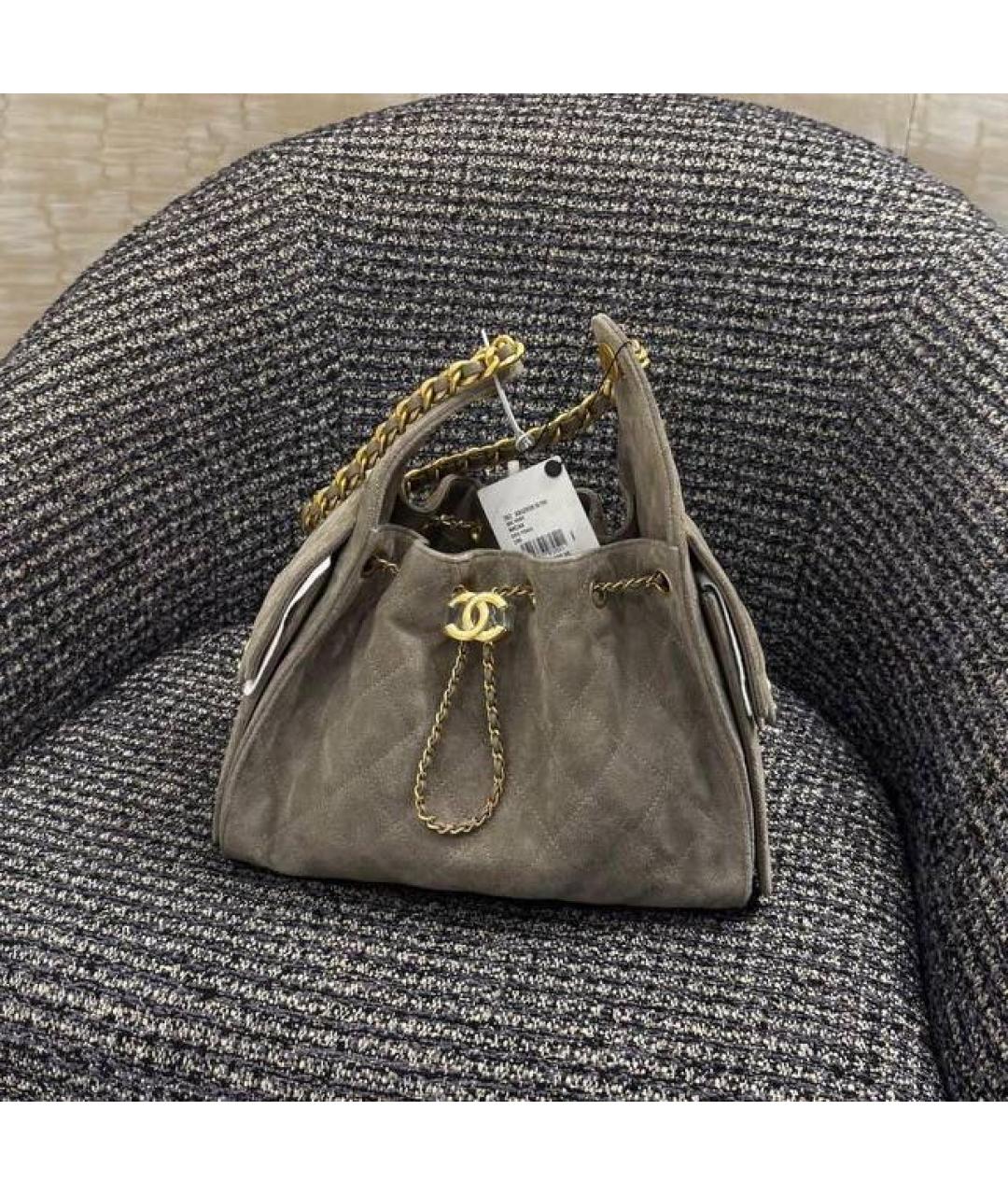CHANEL Серая замшевая сумка тоут, фото 2