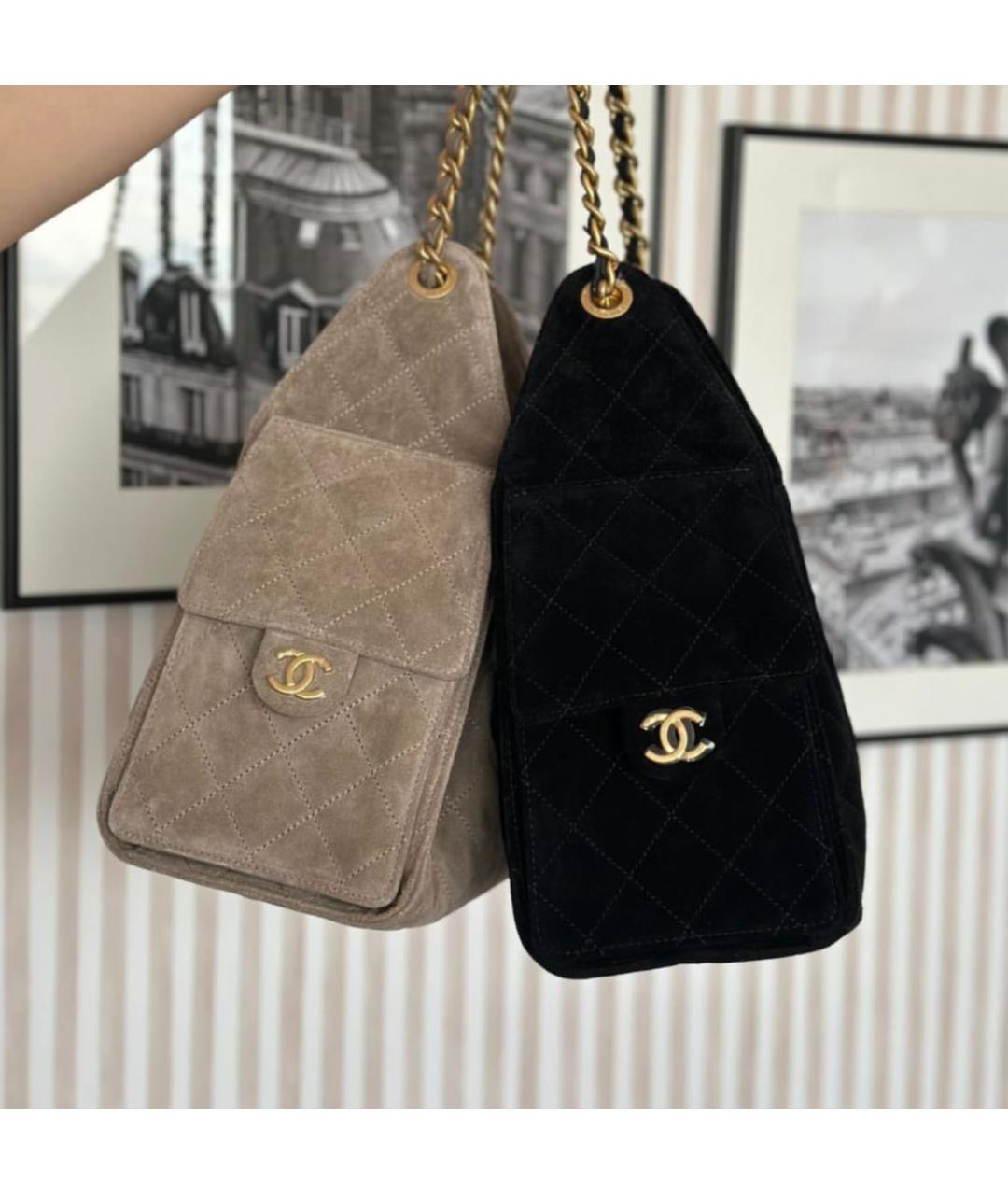 CHANEL Серая замшевая сумка тоут, фото 3