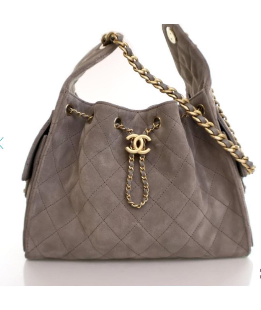 CHANEL Серая замшевая сумка тоут, фото 4