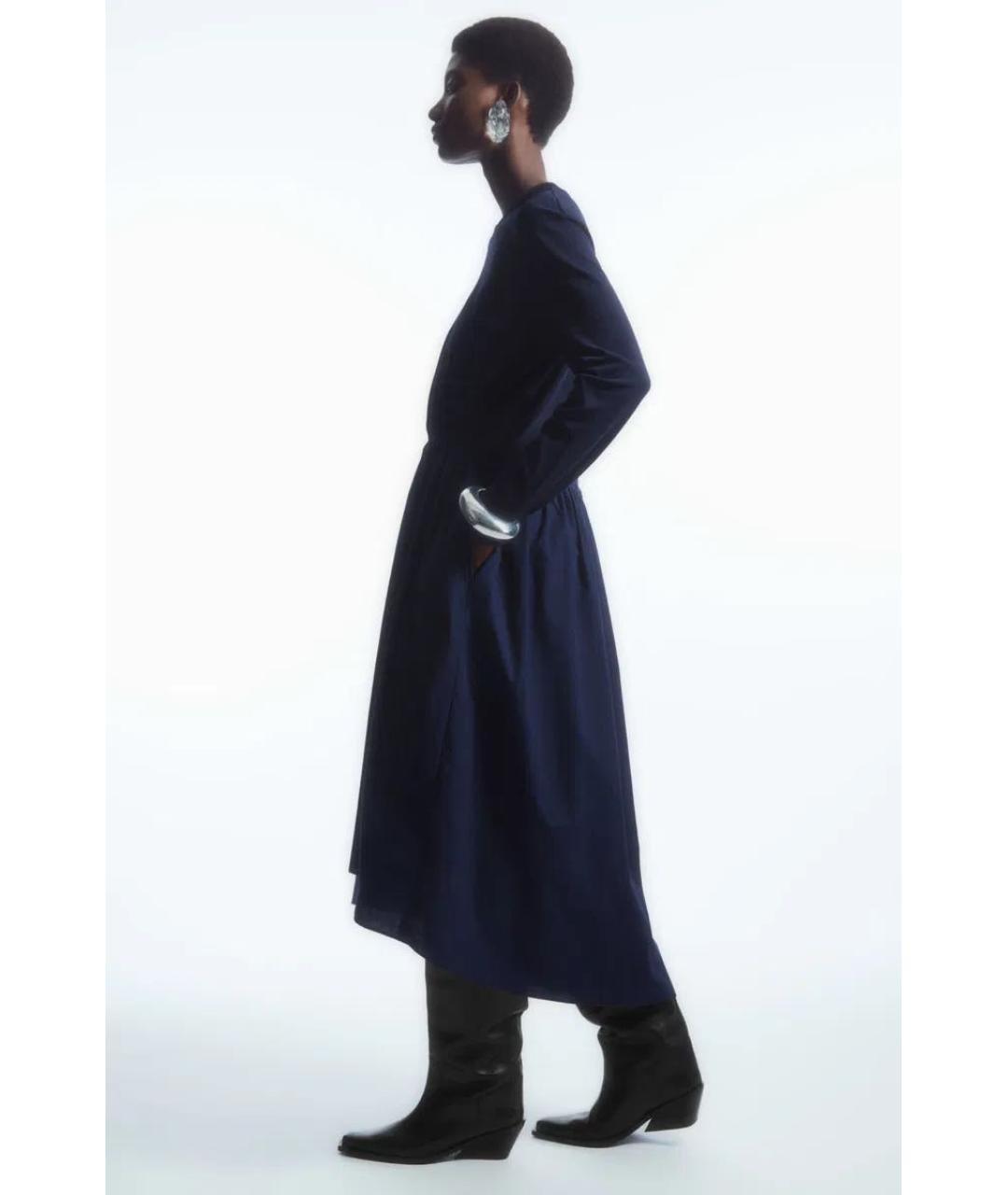 COS Темно-синее хлопковое повседневное платье, фото 5