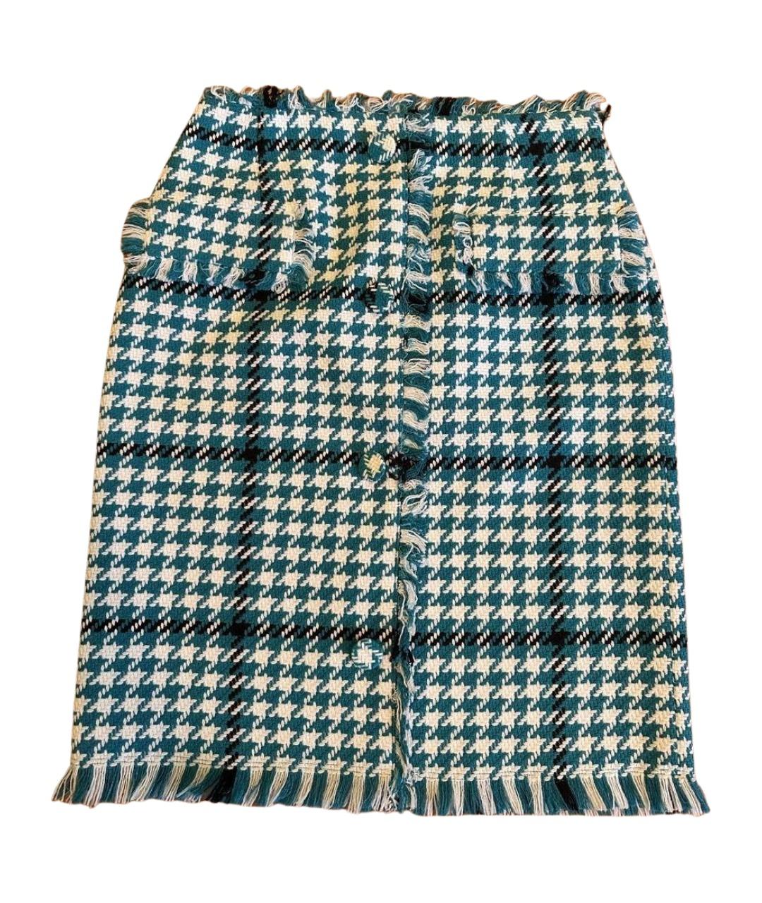 MSGM Бирюзовая хлопковая юбка миди, фото 1