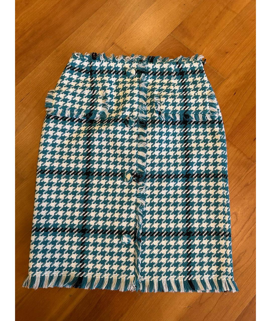 MSGM Бирюзовая хлопковая юбка миди, фото 5