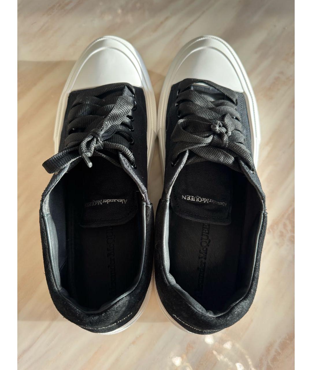 ALEXANDER MCQUEEN Черные текстильные низкие кроссовки / кеды, фото 3