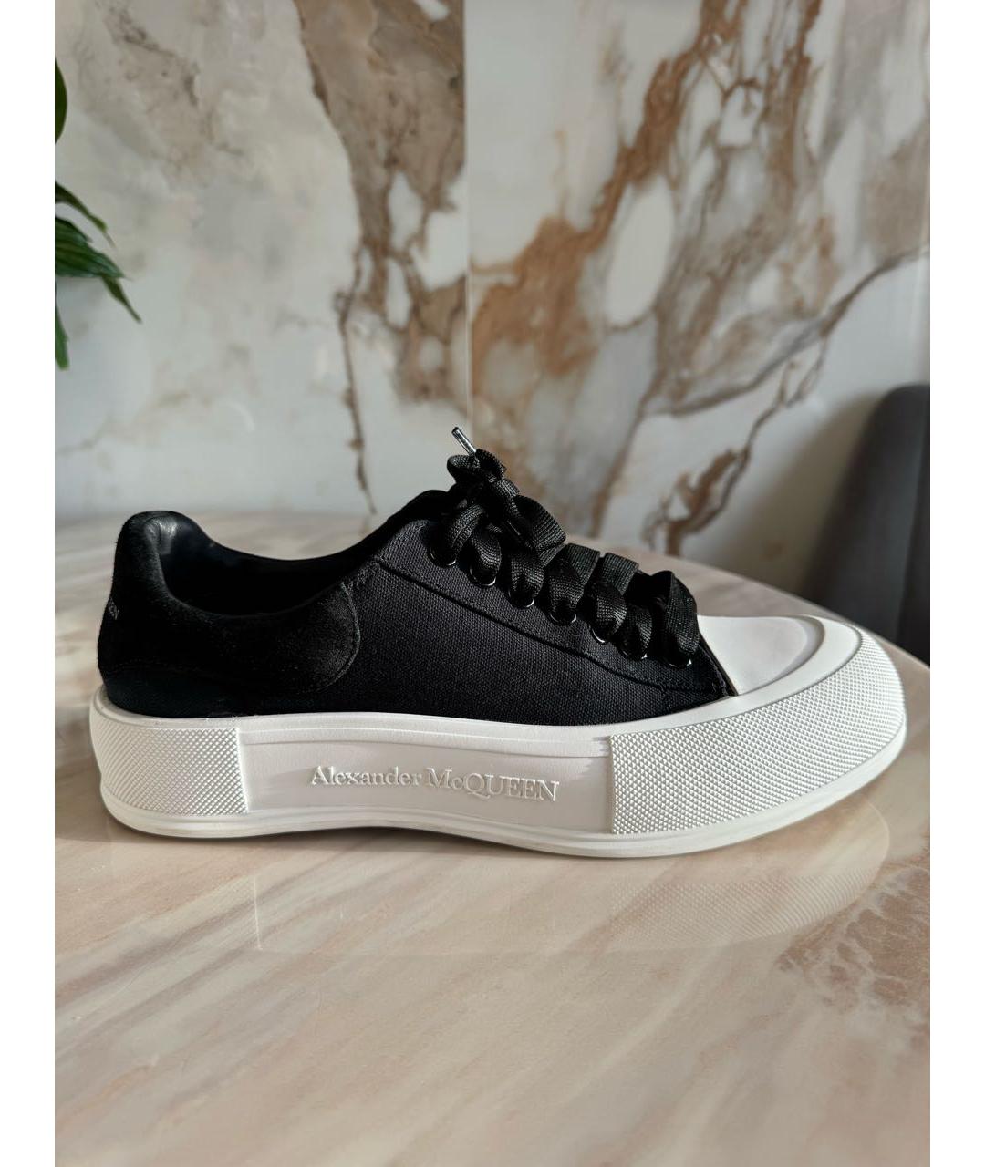 ALEXANDER MCQUEEN Черные текстильные низкие кроссовки / кеды, фото 8