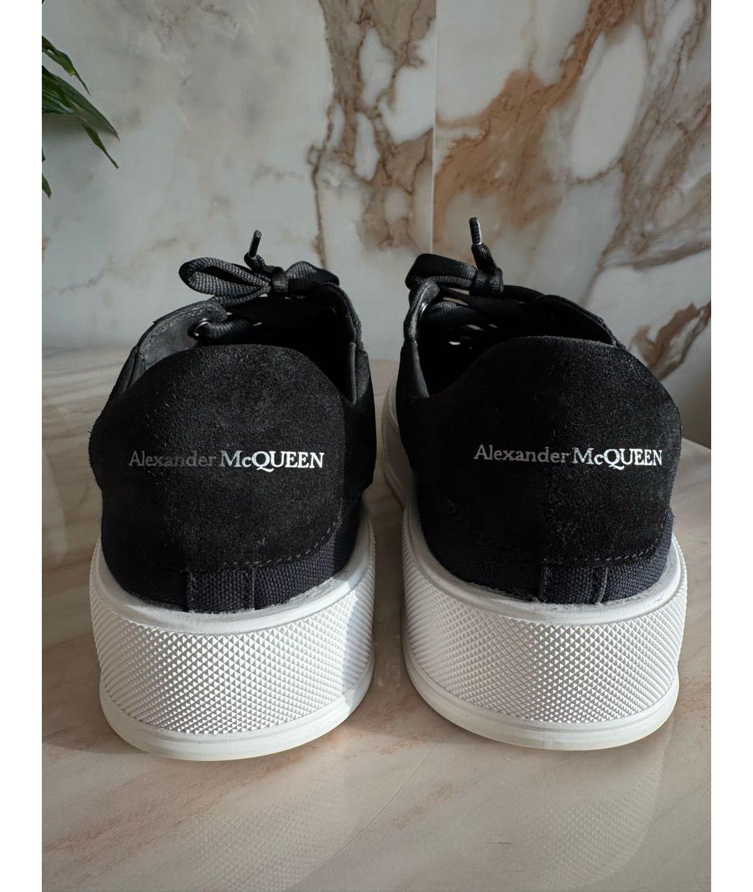 ALEXANDER MCQUEEN Черные текстильные низкие кроссовки / кеды, фото 4