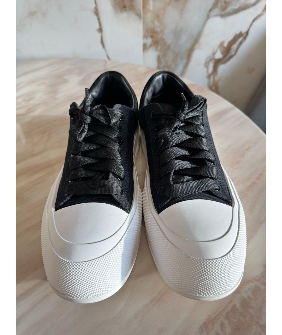 ALEXANDER MCQUEEN Черные текстильные низкие кроссовки / кеды, фото 2