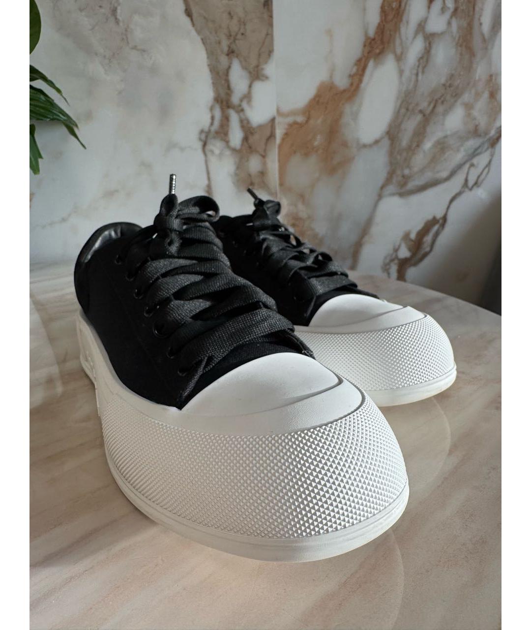 ALEXANDER MCQUEEN Черные текстильные низкие кроссовки / кеды, фото 5