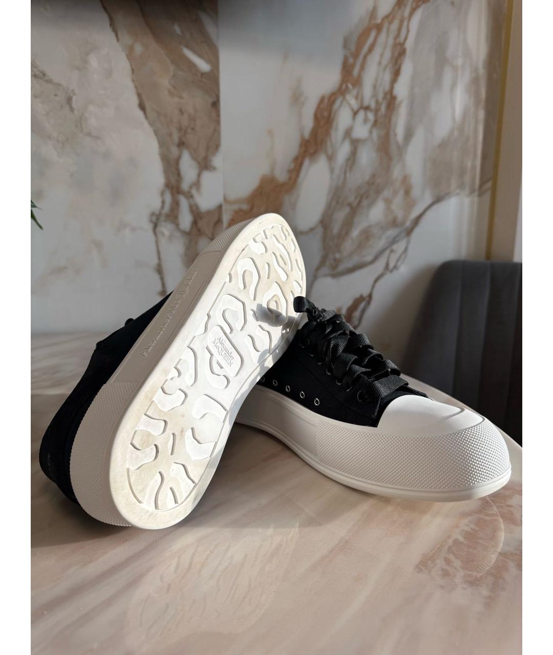 ALEXANDER MCQUEEN Черные текстильные низкие кроссовки / кеды, фото 6